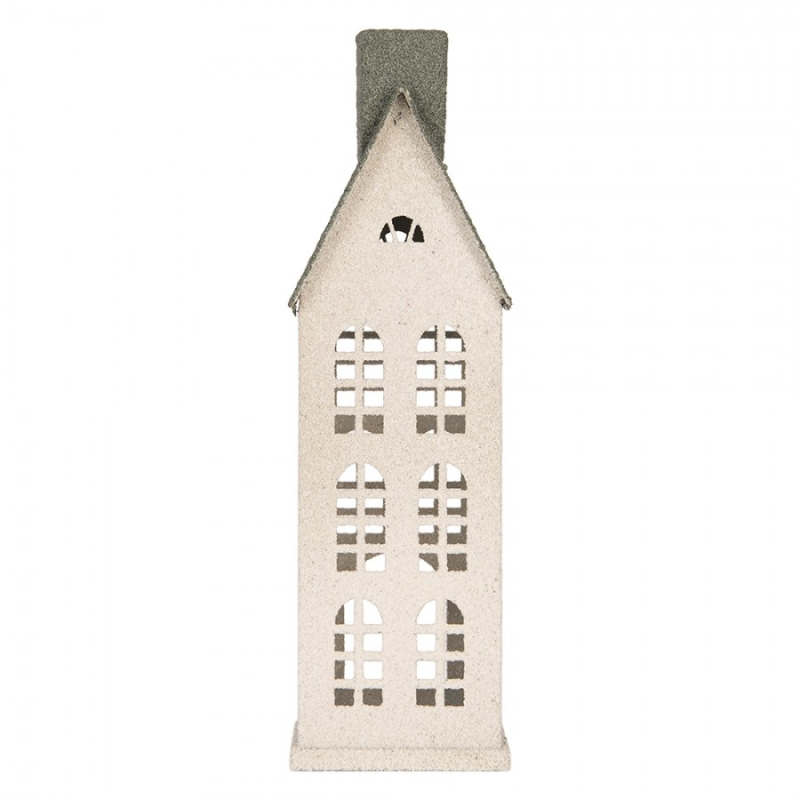 Doplňky a dekorace - Bílá kovová dekorativní figurka domeček – 17x8x38 cm