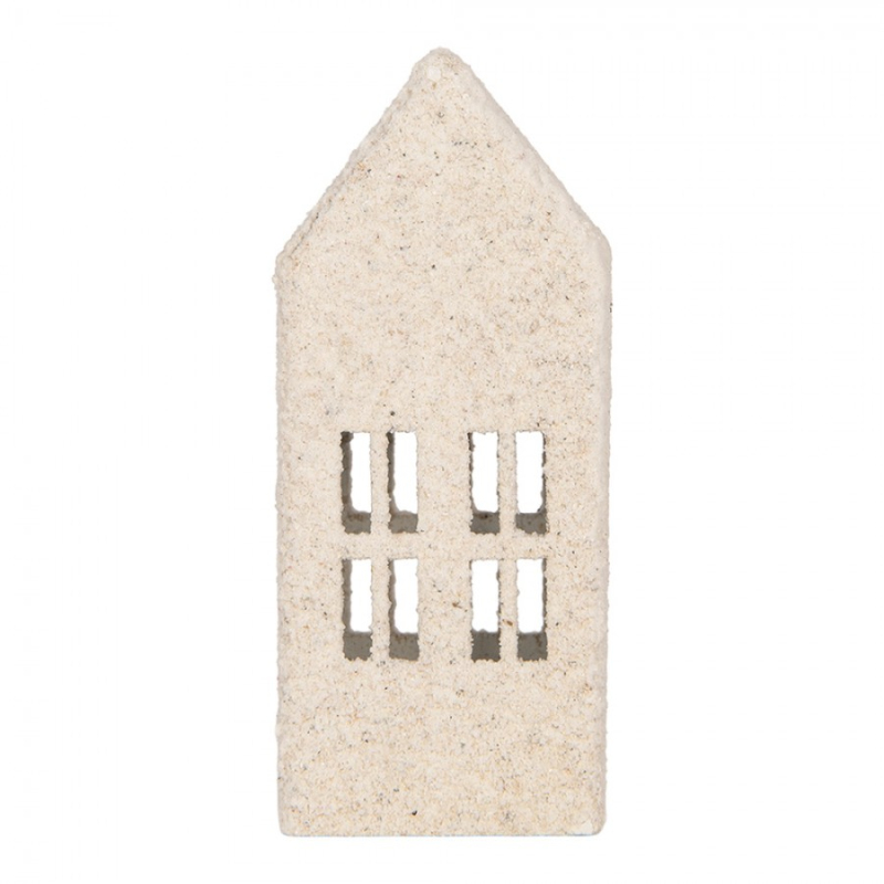 Doplňky a dekorace - Bílá kovová dekorativní figurka domeček – 5x4x11 cm