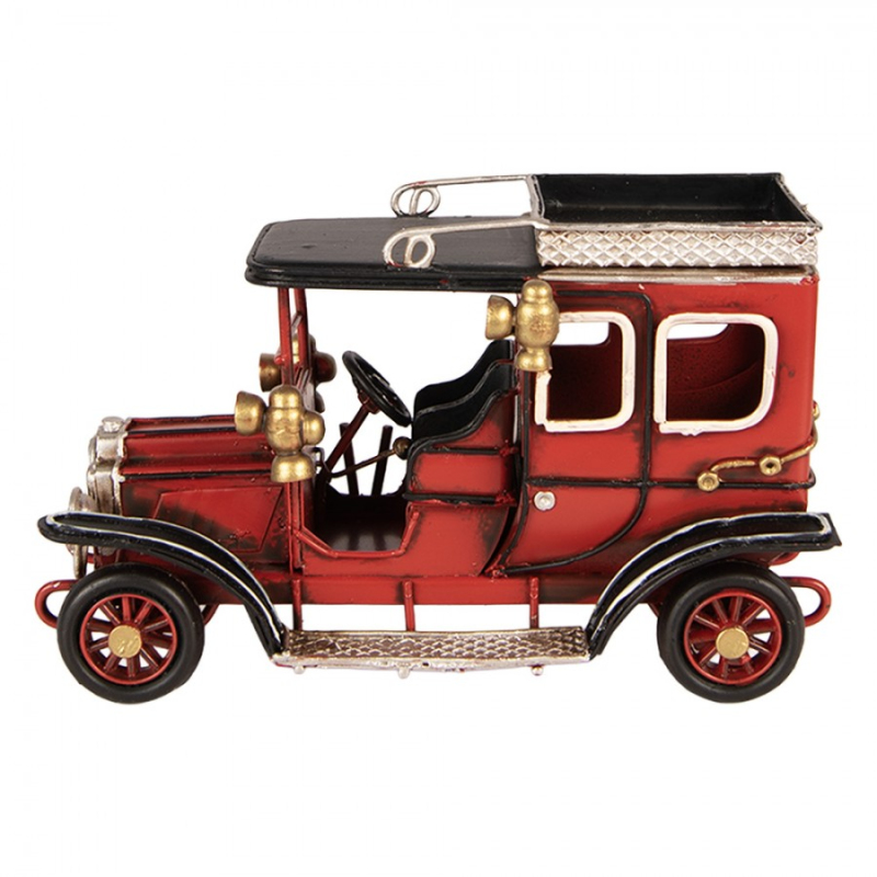Doplňky a dekorace - Červená kovová vánoční dekorace auto – 16x8x10 cm