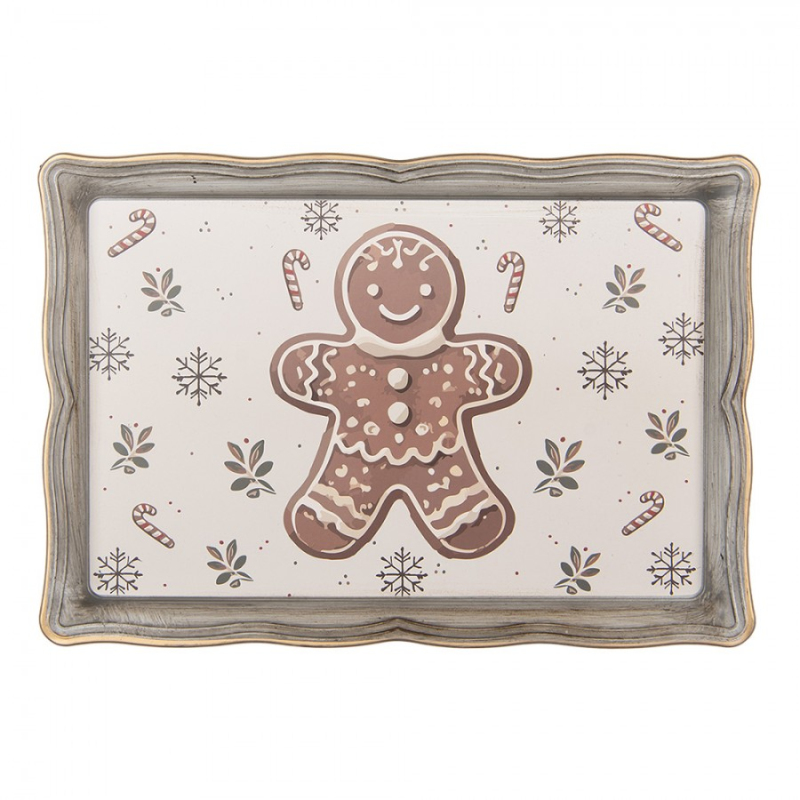 Kuchyně - Béžový plastový podnos Classic Gingerbread Magic – 31x22x2 cm