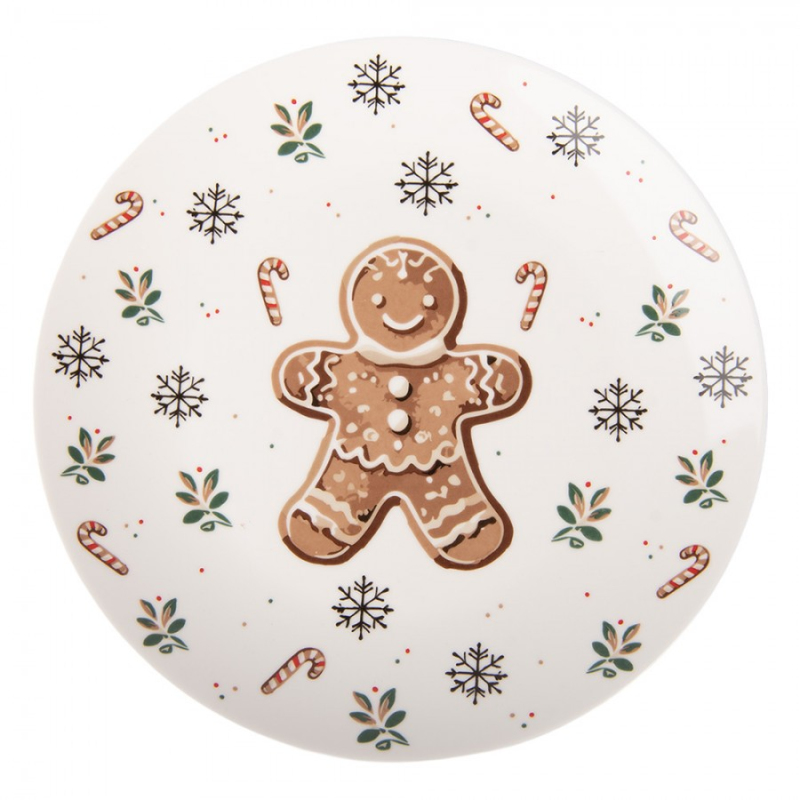 Kuchyně - Bílý porcelánový snídaňový talíř Classic Gingerbread Magic – 20 cm_1