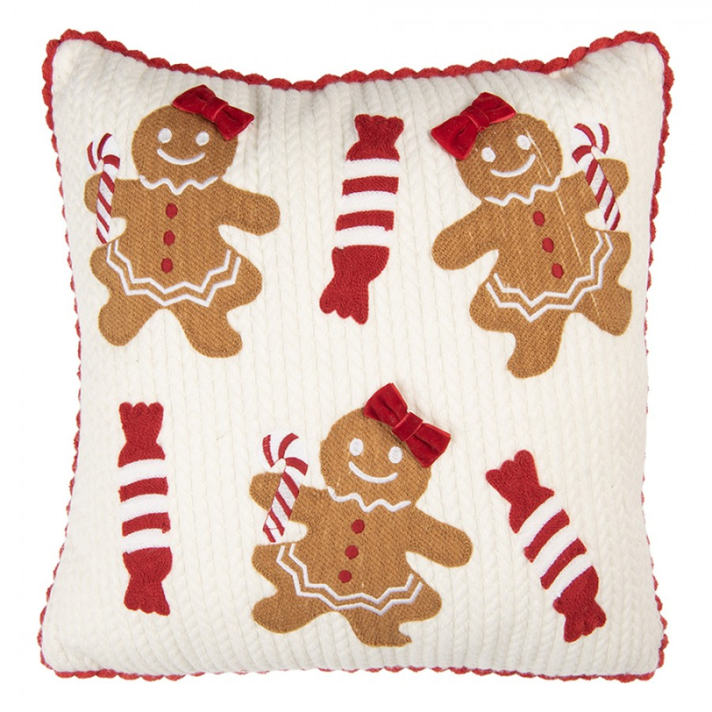 Textil - Béžový dekorativní polštář s vánočním motivem – 40x40 cm