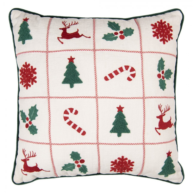 Textil - Béžový dekorativní polštář s vánočním motivem – 40x40 cm_1