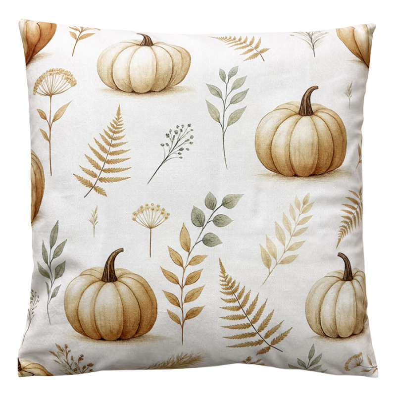Textil - Béžový dekorativní polštář dýně – 45x45 cm