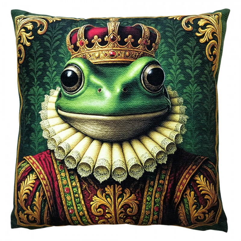Textil - Zelený dekorativní polštář žába – 45x45 cm