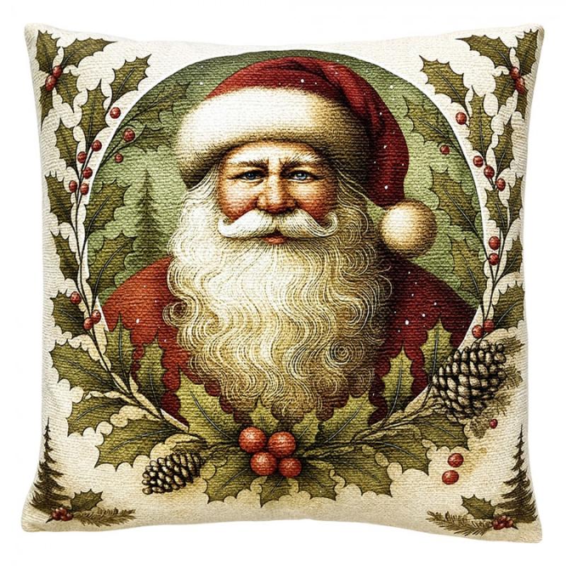 Textil - Béžový dekorativní polštář Santa Claus – 45x45 cm