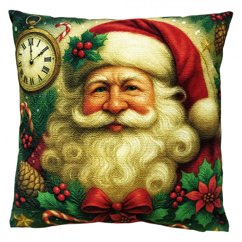 Textil - Béžový dekorativní polštář Santa Claus – 45x45 cm_1