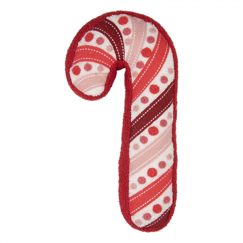 Textil - Červený dekorativní polštář cukrová hůl – 15x40x4 cm