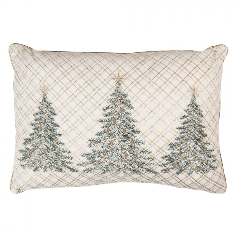 Textil - Béžový dekorativní polštář vánoční stromeček – 50x35x4 cm