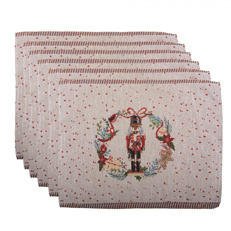 Textil - Sada 6 béžových prostírání – 33x45 cm