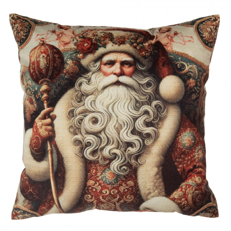 Textil - Béžový dekorativní polštář Santa Claus s výplní
