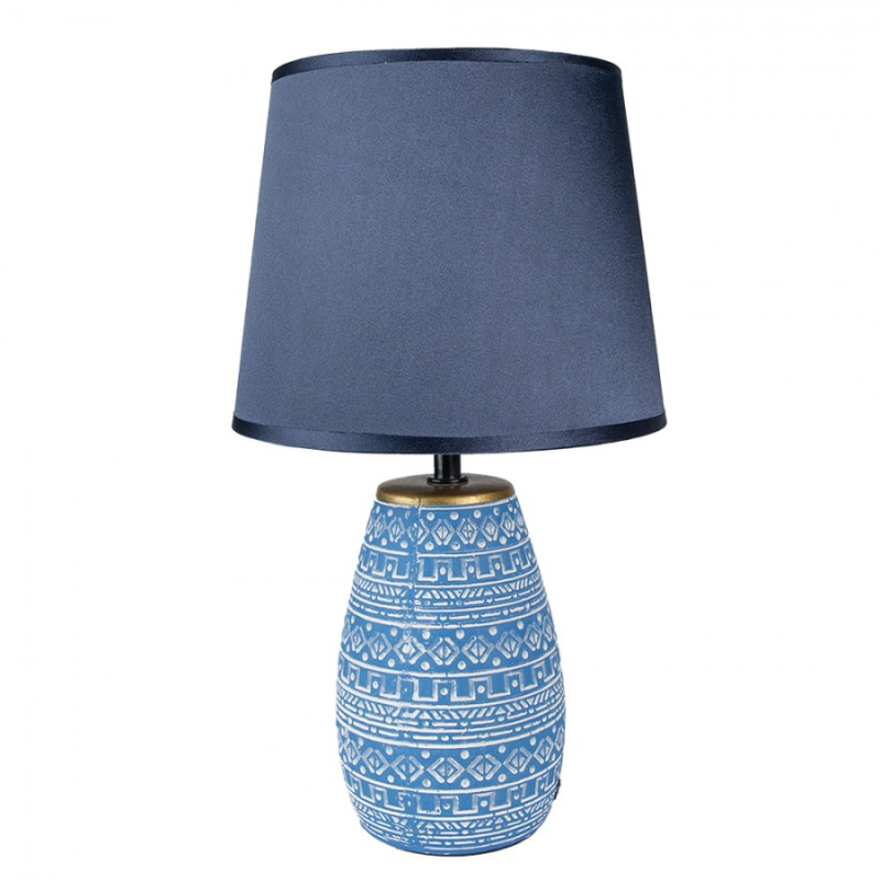 Osvětlení - Modrá stolní lampa s keramickou základnou Etnie – 20x35 cm