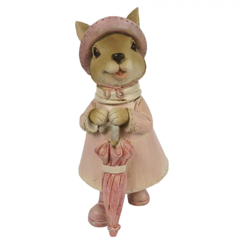 Doplňky a dekorace - Dekorace králičí slečny v růžovém kabátku s deštníkem – 8x6x14 cm