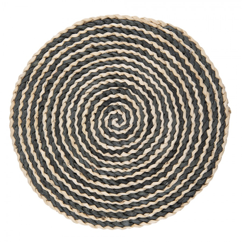 Textil - Béžovo černé kulaté prostírání – 35x1 cm