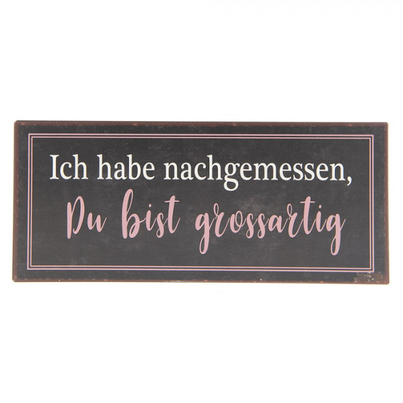 Doplňky a dekorace - Nástěnná kovová cedule Du Bist Grossartig – 30x1x13 cm