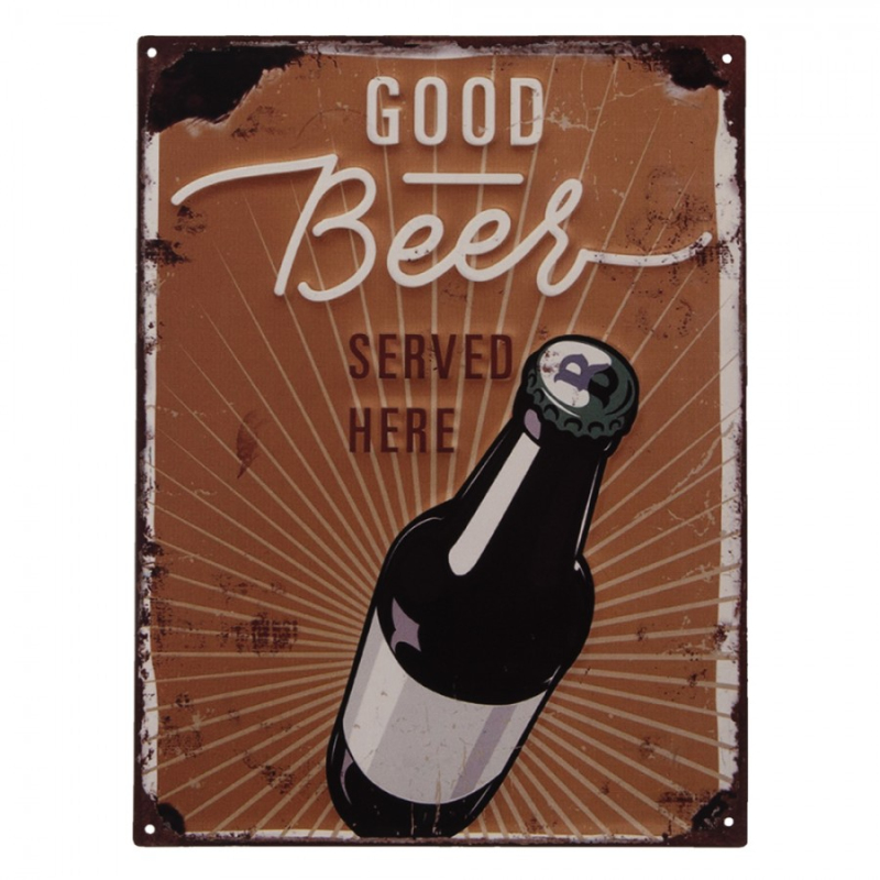 Doplňky a dekorace - Nástěnná kovová cedule Good beer – 25x1x33 cm