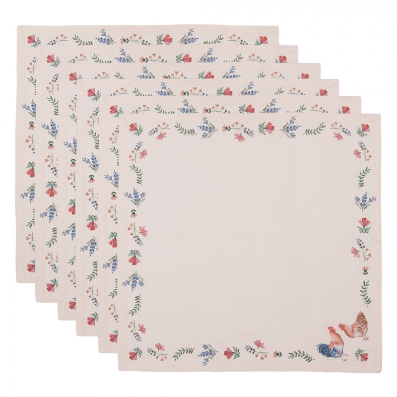 Textil - Textilní ubrousky Chicken and Rooster (sada 6ks) – 40x40 cm