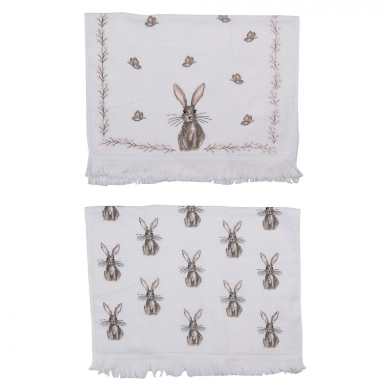 Textil - Sada 2ks kuchyňský froté ručník s králíčky – 40x66 cm
