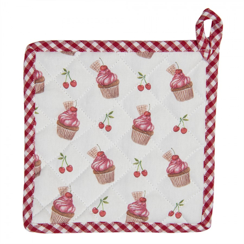 Textil - Bavlněná podložka pod hrnec Cherry Cupcake – 20x20 cm