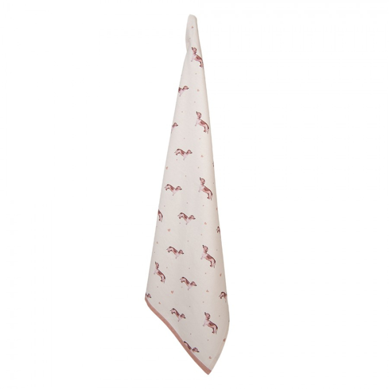 Textil - Bavlněná čtvercová utěrka s jezevčíkem Dachshund Love – 50x70 cm