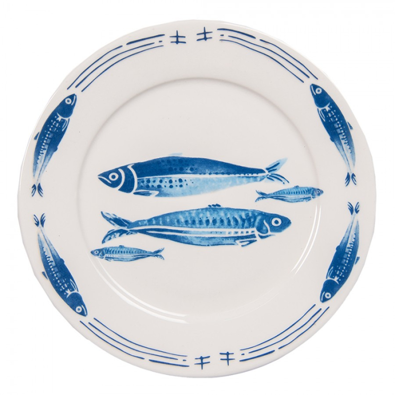 Kuchyně - Porcelánový jídelní talíř s rybkami Fish Blue – 26x2 cm