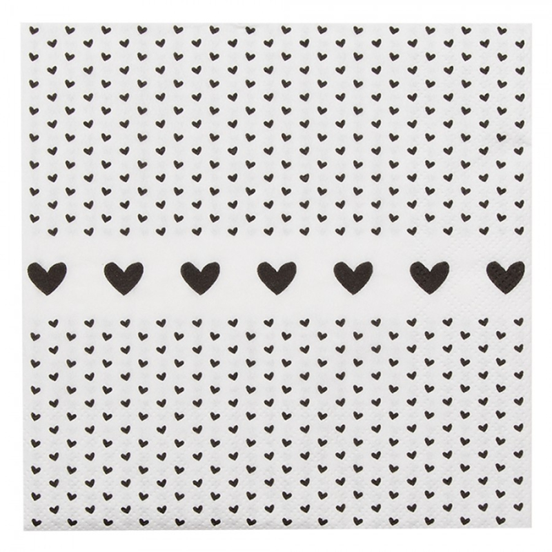 Textil - Papírové ubrousky se srdíčky Love Birds – 33x33 cm