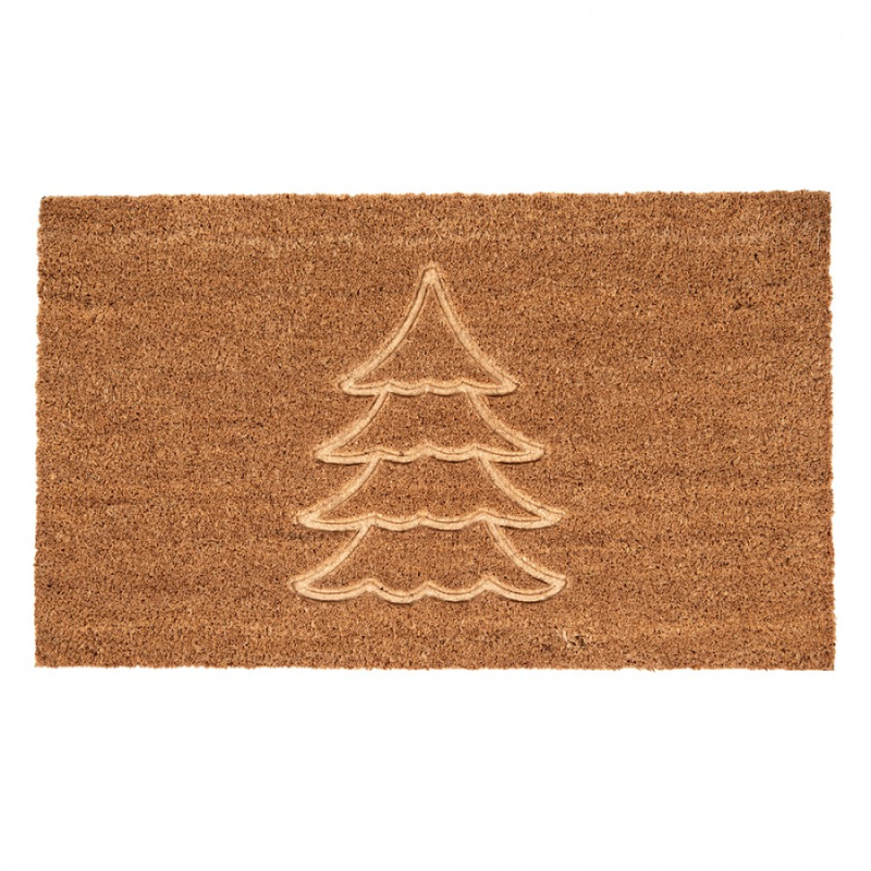 Doplňky a dekorace - Hnědá kokosová rohožka se stromečkem – 75x45x1 cm