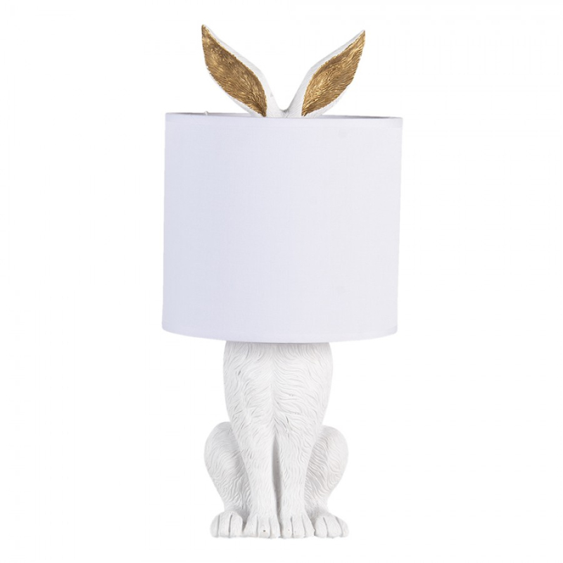 Osvětlení - Bílá stolní lampa králík s bílým stínidlem Konijn