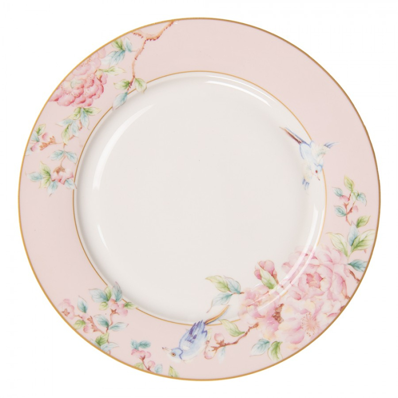 Kuchyně - Porcelánový jídelní talíř s růžovými květy Rosa – 27x2 cm