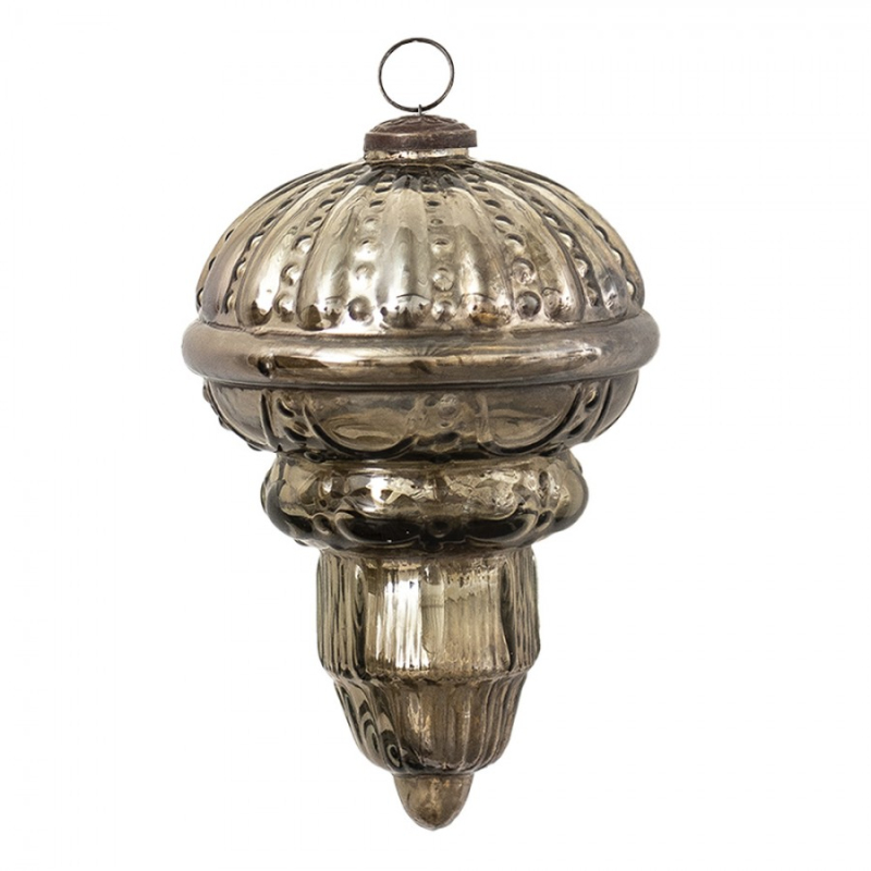 Doplňky a dekorace - Vánoční koule XL Stříbrná 14*22 cm – 14x22 cm