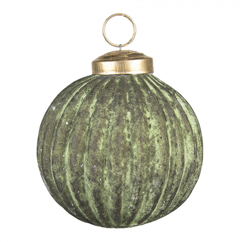 Doplňky a dekorace - Zeleno-hnědá skleněná ozdoba koule I – 7x7 cm