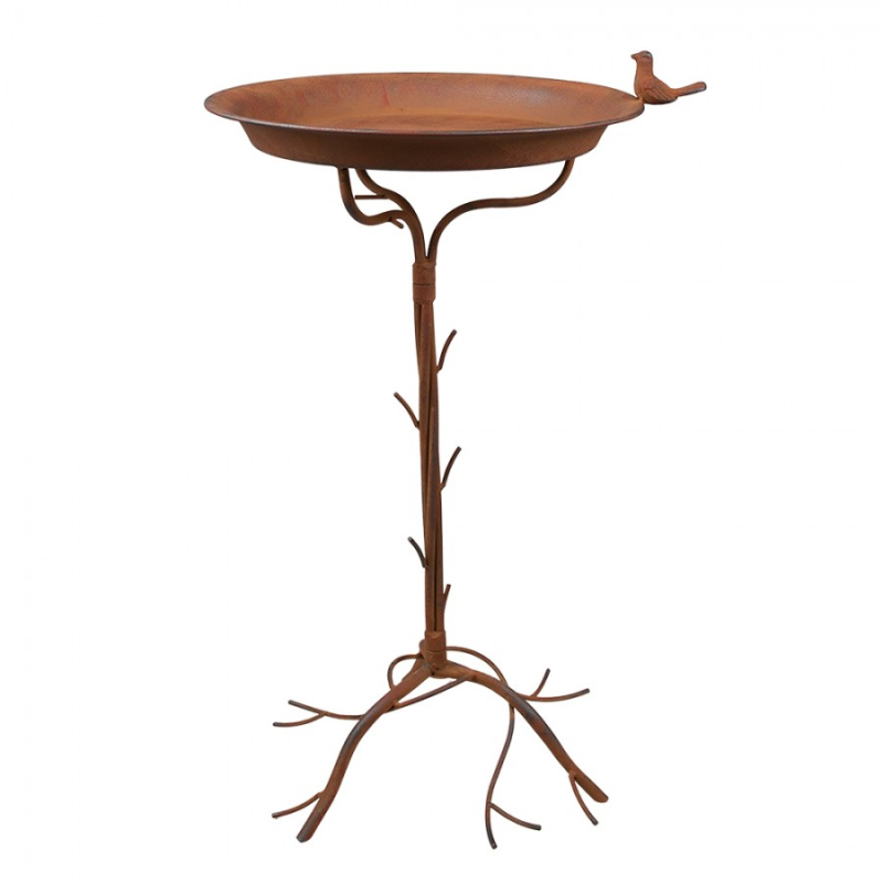 Zahrada a zvířata - Rezavé kovové krmítko pro ptáčky na noze – 48x42x71 cm