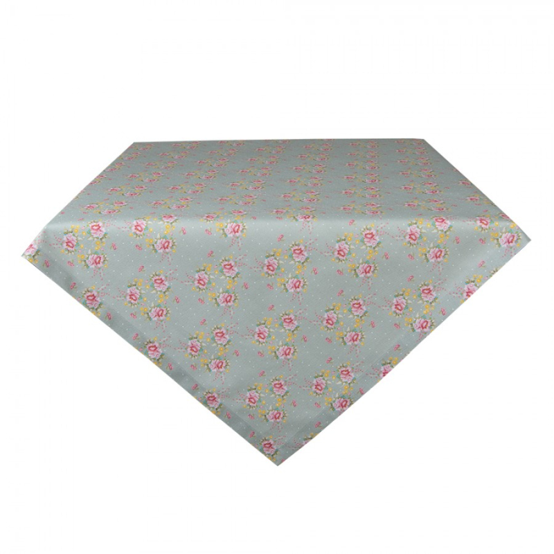 Textil - Zelený bavlněný ubrus s květy Cheerful Birdie – 150x150 cm