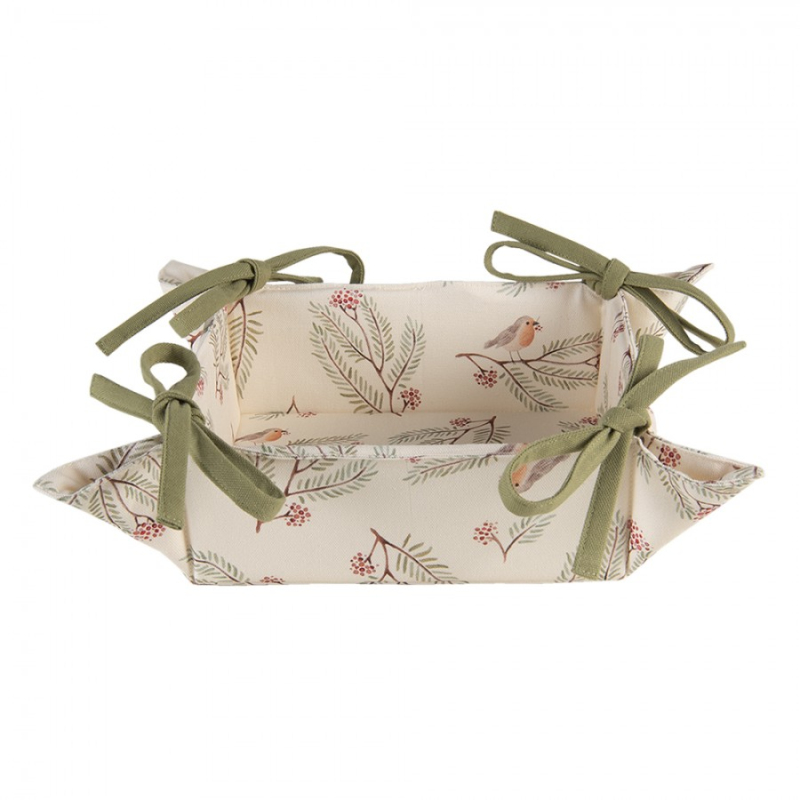 Textil - Textilní košík na pečivo Vintage Green Pine – 35x35x8 cm