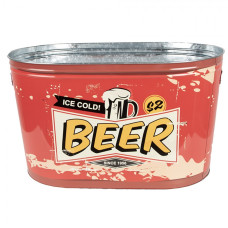 Nádoba na led červená hliníková Ice Cold Beer – 40 x 25 x 23 cm