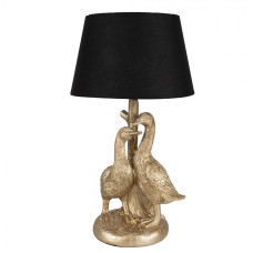 Zlatá stolní lampa s nohou ve tvaru kachny a černým stínidlem – 20 x 37 cm