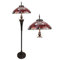 Stojací lampa Tiffany Roux červená v art deco stylu – 166 cm