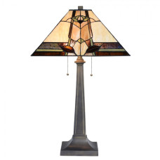 Stolní lampa Tiffany Solei béžová ve stylu art deco – 80 cm