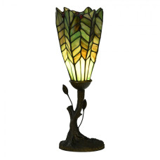 Stolní lampa Tiffany Jacolien zelená ve tvaru květu – 15x42 cm