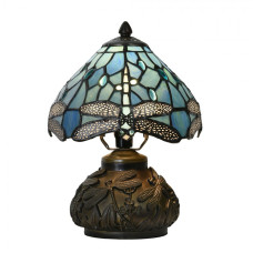 Stolní lampa Tiffany Dragonfly modrá s motivem vážky – 20x28 cm