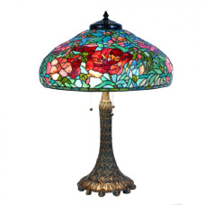 Stolní lampa Tiffany Mart zelená s motivem růží – 55x85 cm