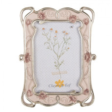 Růžový fotorámeček Hilde s květinovým dekorem – 10x15 cm