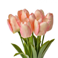 Umělé květiny růžovobílé tulipány – 32 cm