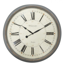 Béžové nástěnné hodiny ve vintage stylu s římskými čísly Westminster Clock Company – 76x6 cm