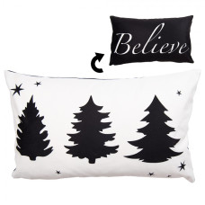 Černo-bílý oboustranný povlak na polštář Black & White X-Mas – 30x50 cm