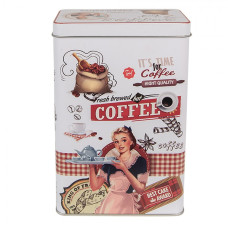 Plechová úložná krabička bílo-červené barvy It´s Time For Coffee – 8x12x21 cm