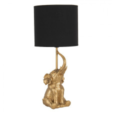 Stolní lampa ve tvaru zlatého slona s černým stínidlem – 20x46 cm
