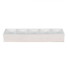 Bílý dřevěný box s pěti přihrádkami – 54x12x7 cm