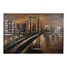 3D kovový nástěnný obraz Most v noci – 120x80 cm