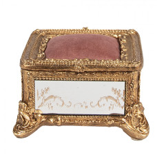 Zlatá čtvercová šperkovnice s polštářkem – 12x12x7 cm
